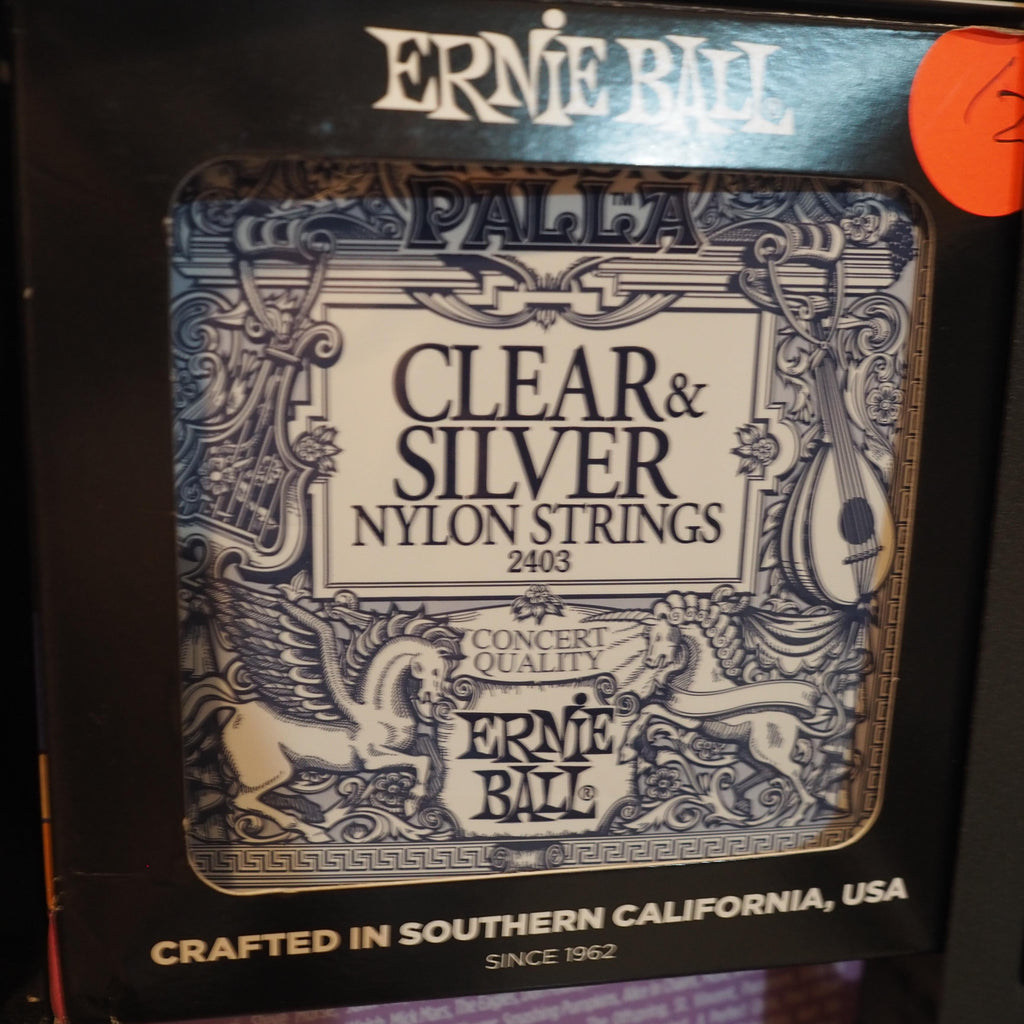 ERNIE BALL 2403 ERNESTO PALLA CLEAR & SILVER NYLON CLASSICAL GUITAR