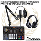 PAKET LIVE STREAMING / PODCAST MAONO E2 + PM320 + MH601 | SOUND CARD AME2 AM-E2A