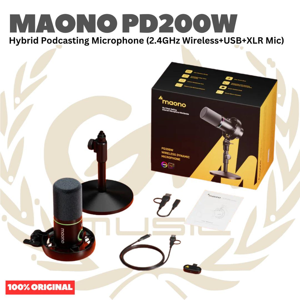 Maono PD200W Hybrid Podcasting Microphone - PD 200W T 3in1 Wireless USB XLR Dynamic Mic Podcast Mikrofon Dinamik Original Asli