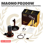Maono PD200W Hybrid Podcasting Microphone - PD 200W T 3in1 Wireless USB XLR Dynamic Mic Podcast Mikrofon Dinamik Original Asli