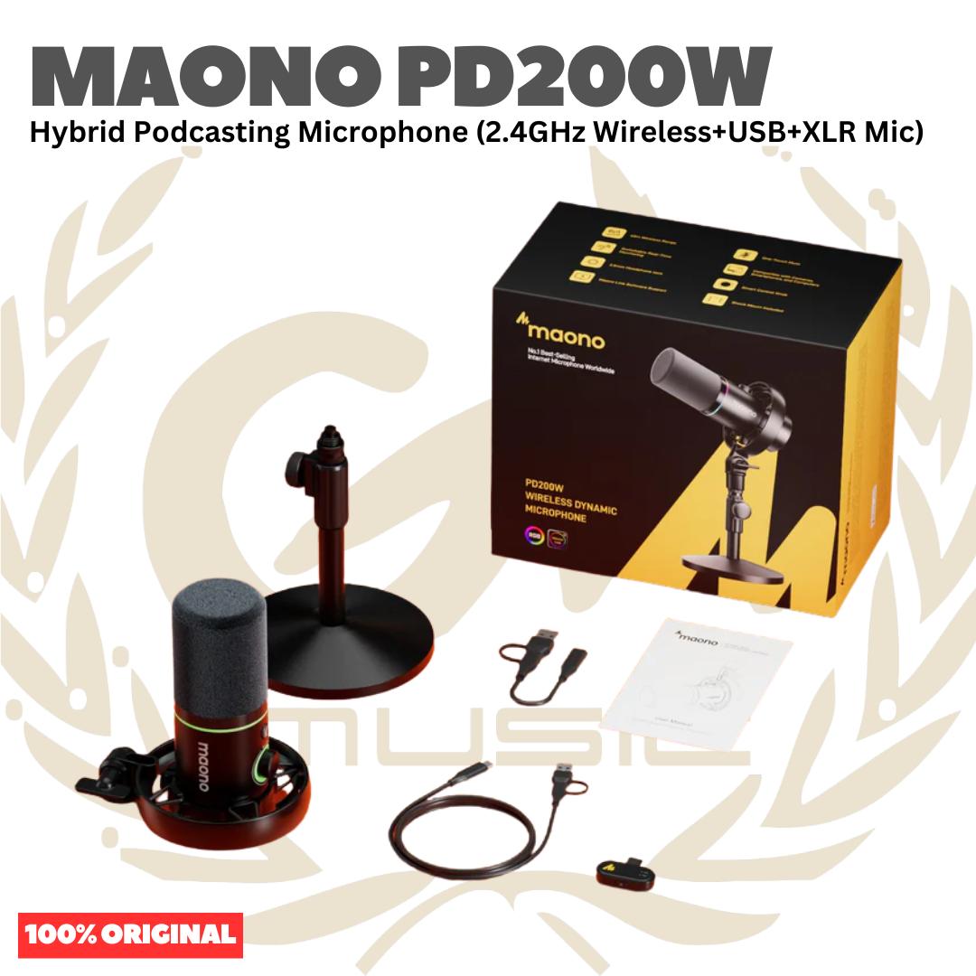 Maono PD200W Hybrid Podcasting Microphone - PD 200W T 3in1 Wireless USB XLR Dynamic Mic Podcast Mikrofon Dinamik Original Asli