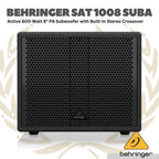 Behringer SAT 1008 SUBA Active 600-Watt 8" PA Subwoofer with Built-In Stereo Crossover