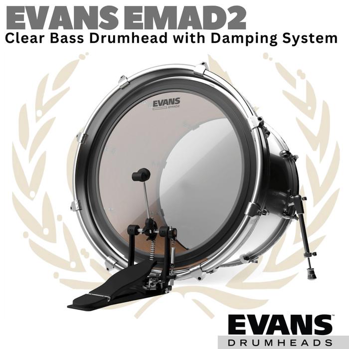 EVANS EMAD2 Clear Bass Drumhead Batter Damping | 18 20 22 24 Inch