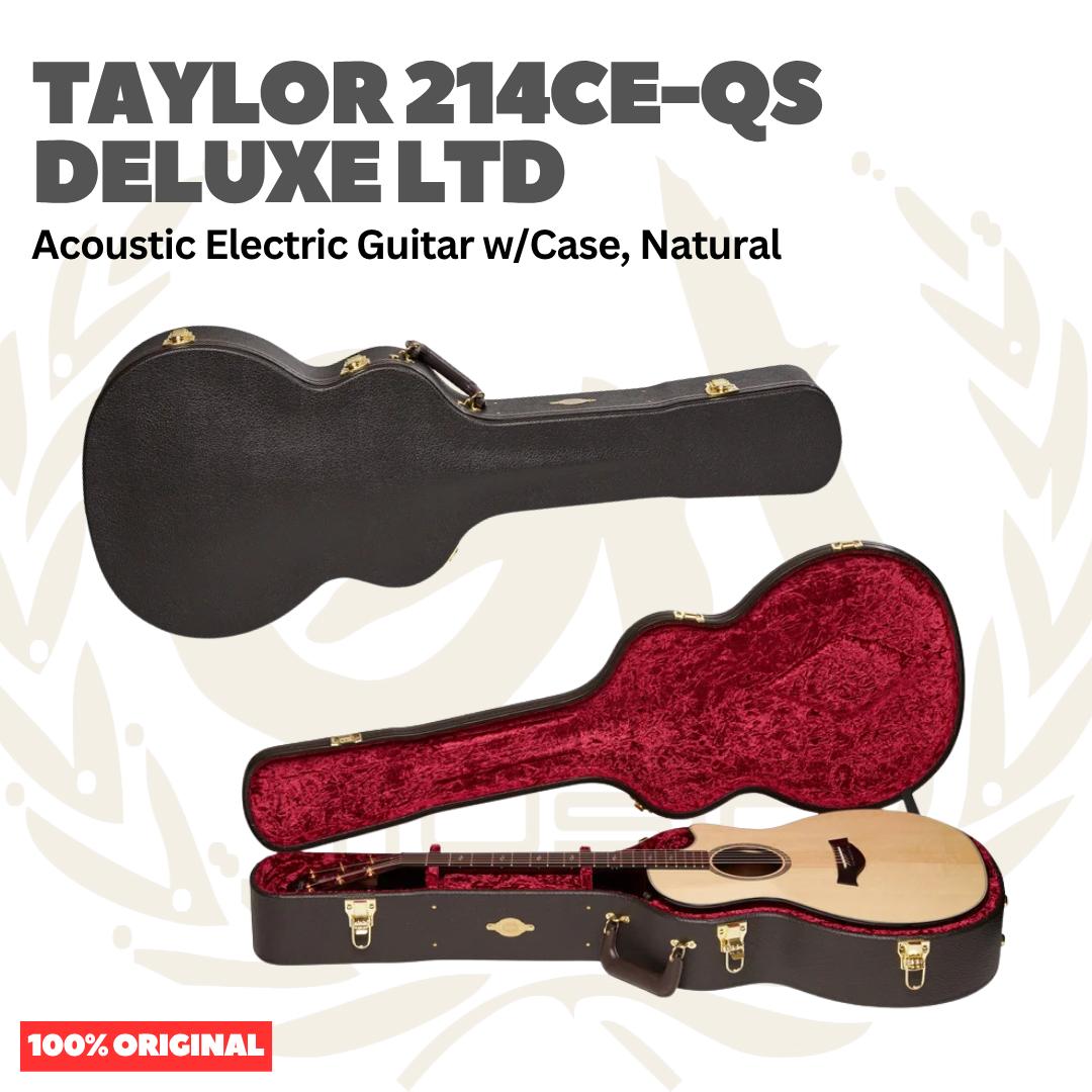 Taylor 214CE-QS Deluxe LTD Acoustic Guitar w/Case, Natural - Gitar Akustik Elektrik
