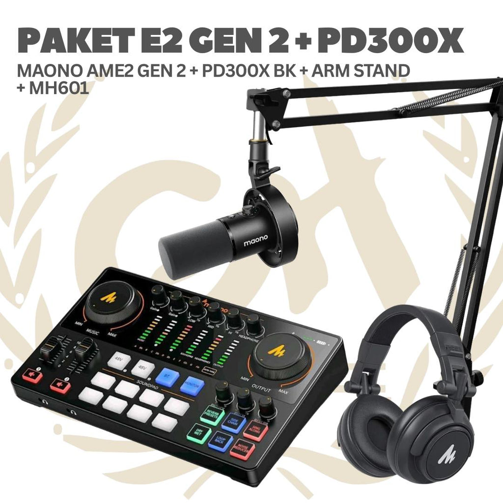PAKET MAONO E2 GEN 2 - Maono Ame2 Gen II - 1 MIC - Podcast Streaming Recording