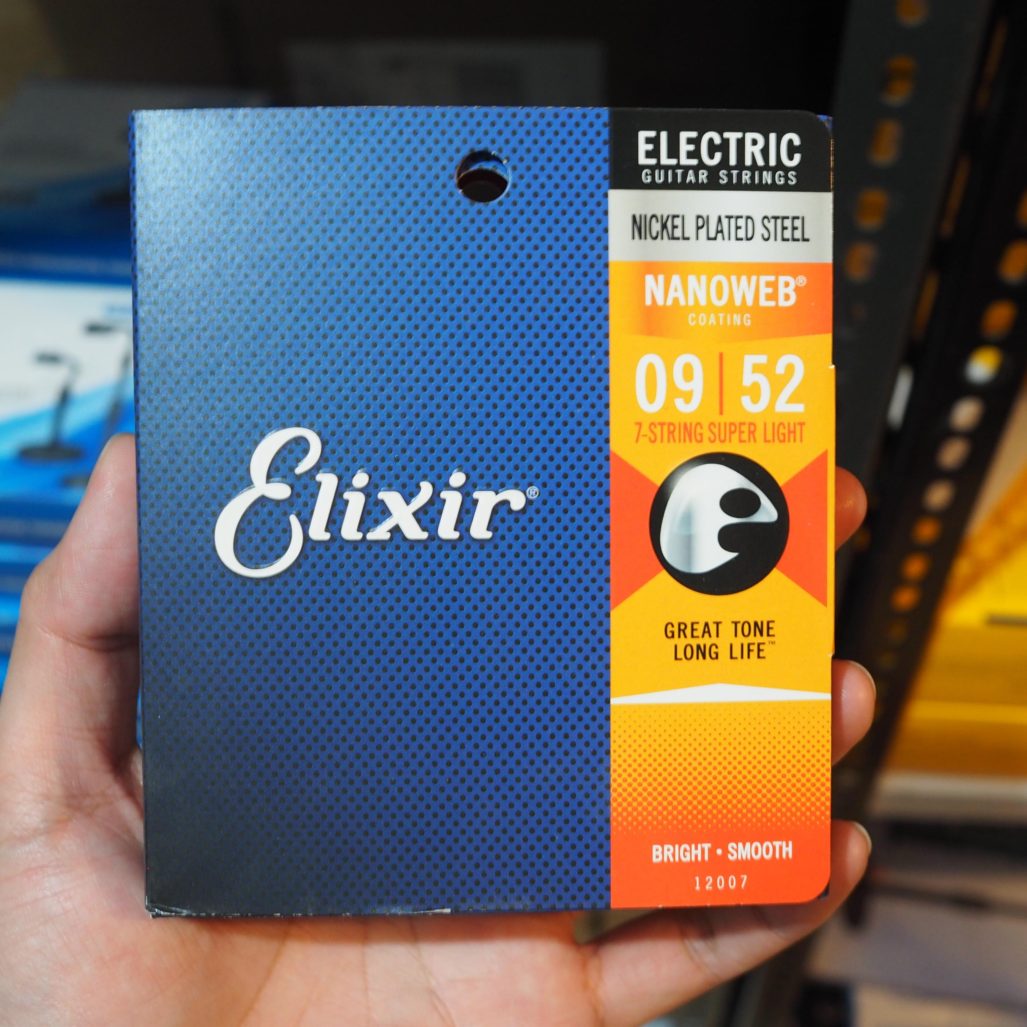 Elixir 12007 Nanoweb Super Light 7-String Electric Guitar Strings 9-52
