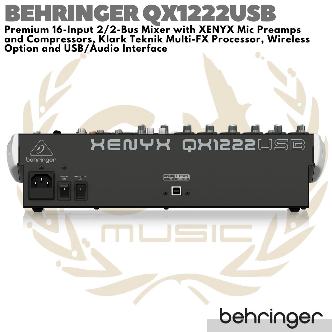 BEHRINGER XENYX QX1222USB Premium 16 Input 2/2 Bus Mixer USB