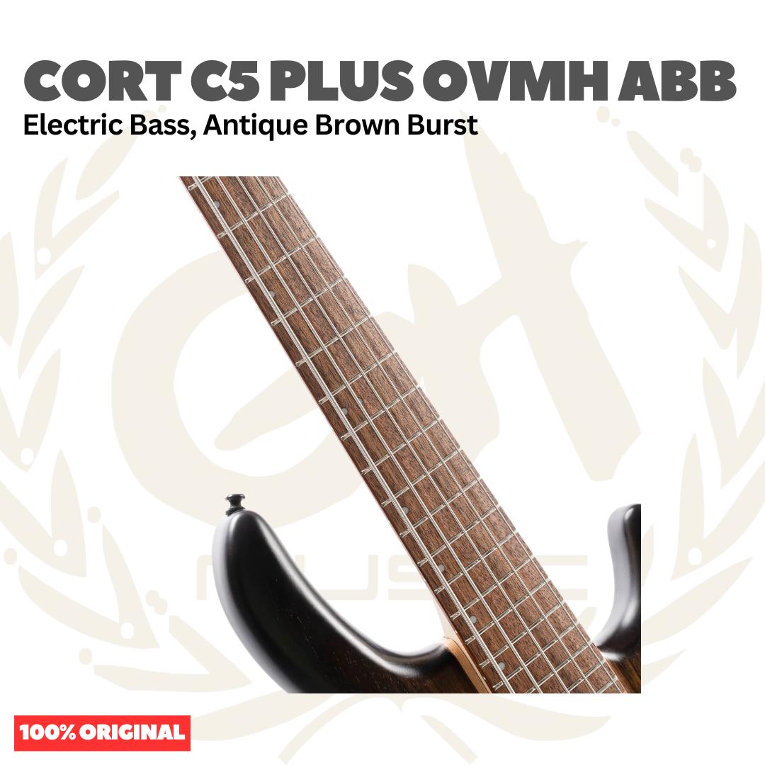 Cort C5 Plus OVMH ABB Electric Bass 5-String, Antique Brown Burst - Bass Listrik Elektrik 5-Senar