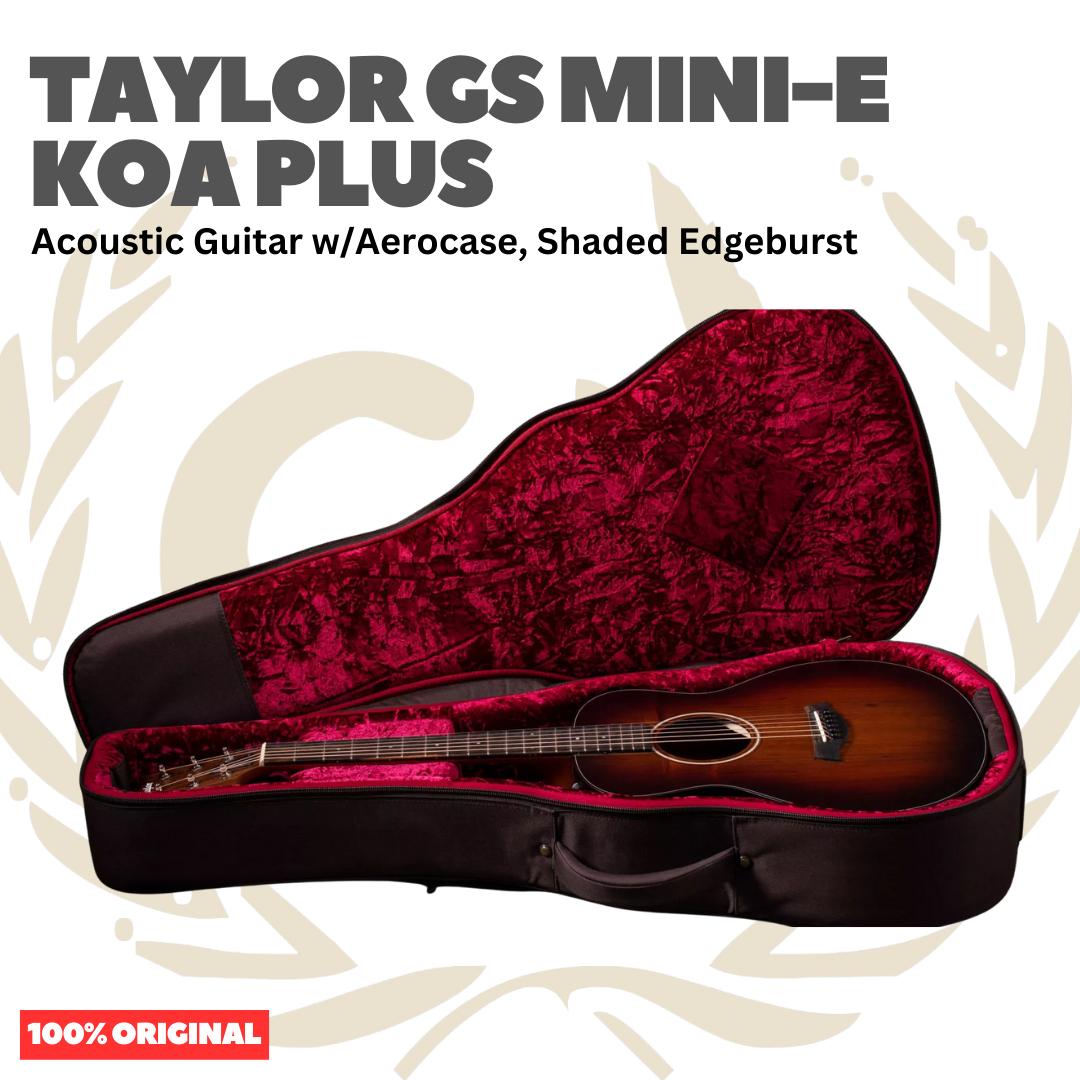 Taylor GS Mini-e Koa Plus Acoustic Guitar w/Aerocase, Shaded Edgeburst - Gitar Akustik Elektrik Original Asli