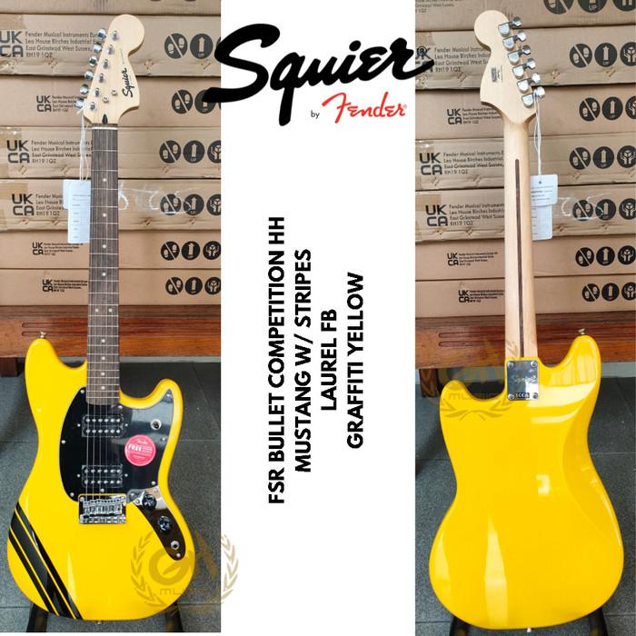 Squier FSR Bullet Competition HH Mustang with Stripes, Electric Guitar