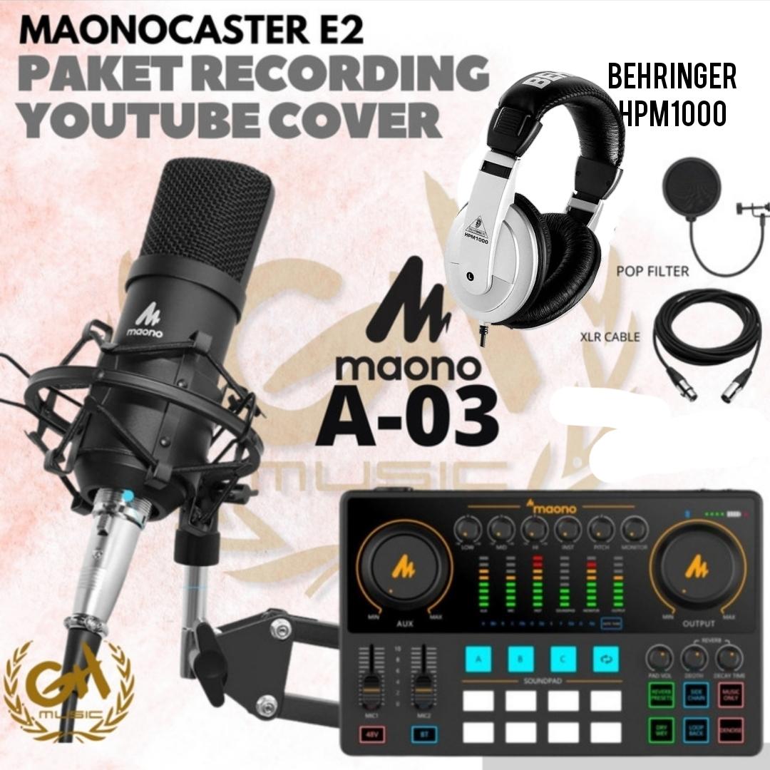 PAKET PODCAST MAONOCASTER E2 AME2 SOUND CARD, AO3 MIC, PLUS HEADPHONE