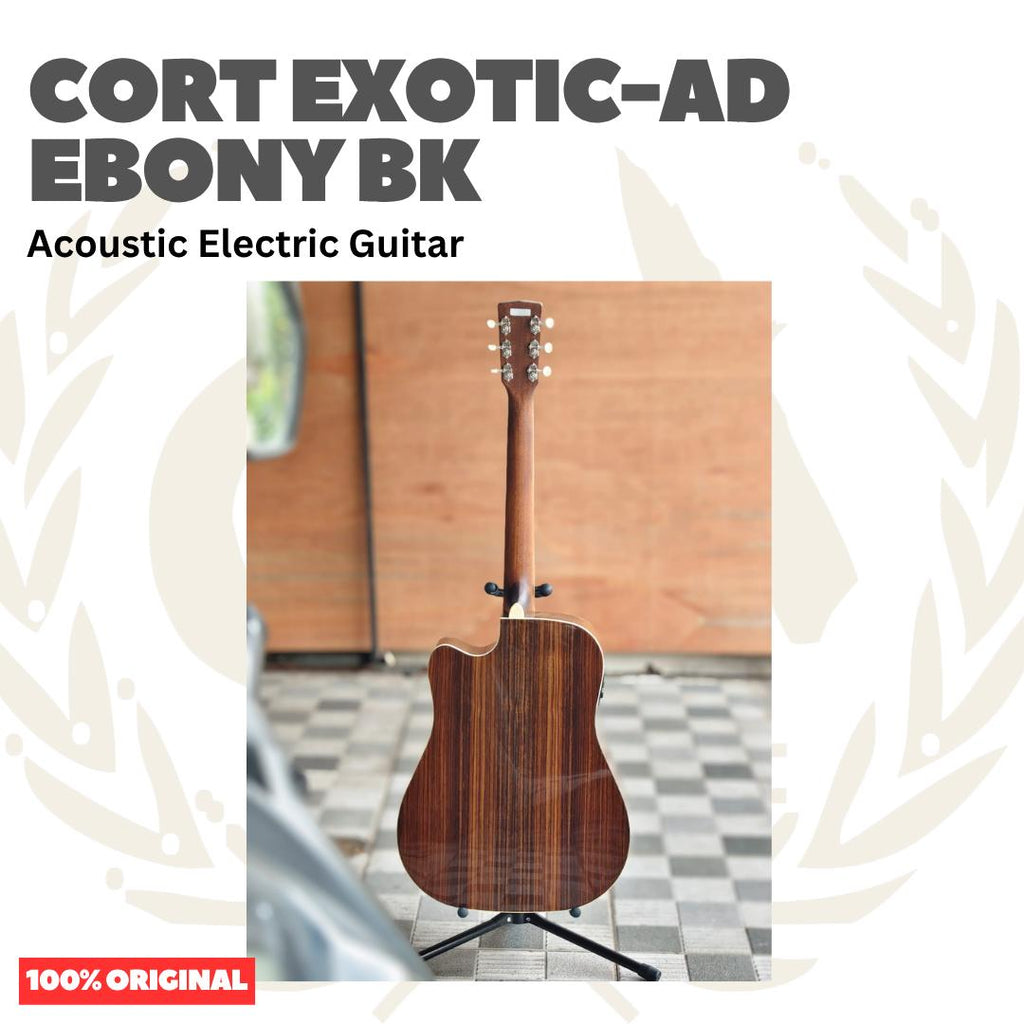Cort Exotic-AD Ebony BK Acoustic Electric Guitar - Gitar Akustik dengan Preamp