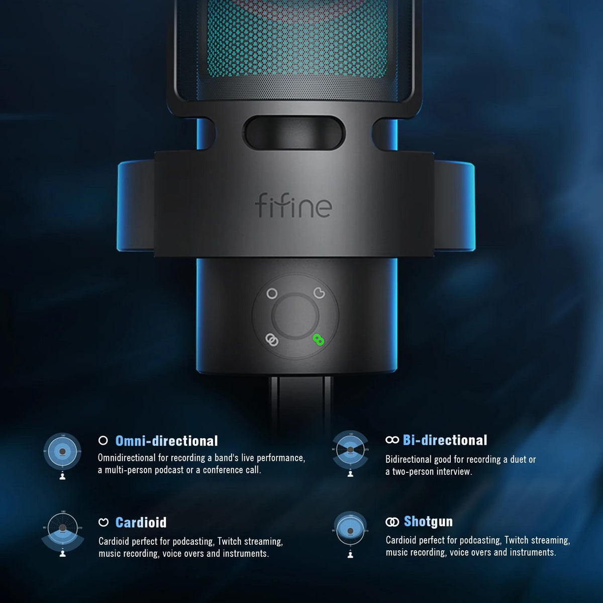 FIFINE A8 PLUS Multi Polar Pattern Condeser USB Microphone | A8+ Mic