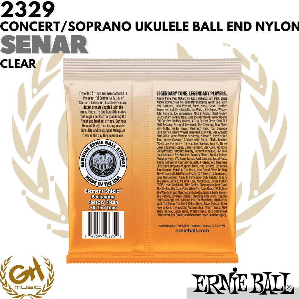 Ernie Ball 2329 Concert Soprano Nylon Ball End, Clear - Senar Ukulele