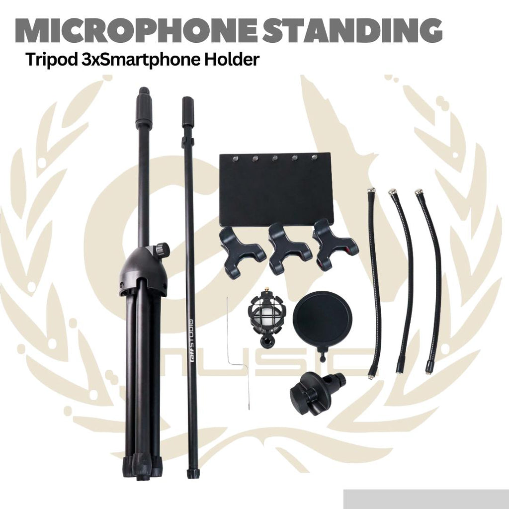 Microphone Standing Holder Tripod 3xSmartphone Holder - NB-04P