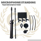 Microphone Standing Holder Tripod 3xSmartphone Holder - NB-04P