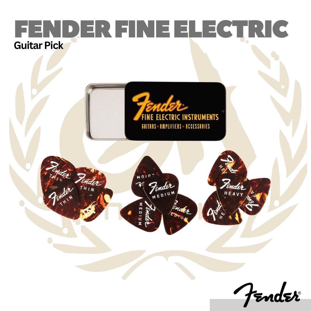 Fender Fine Electric Guitar Pick Tin, Assorted Gauge, 12-Pack - Pick Gitar Bass