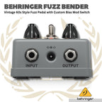 BEHRINGER FUZZ BENDER VINTAGE 60s STYLE PEDAL EFFECT - FUZZ-BENDER EFEK PEDAL GITAR BASS FUZZBENDER