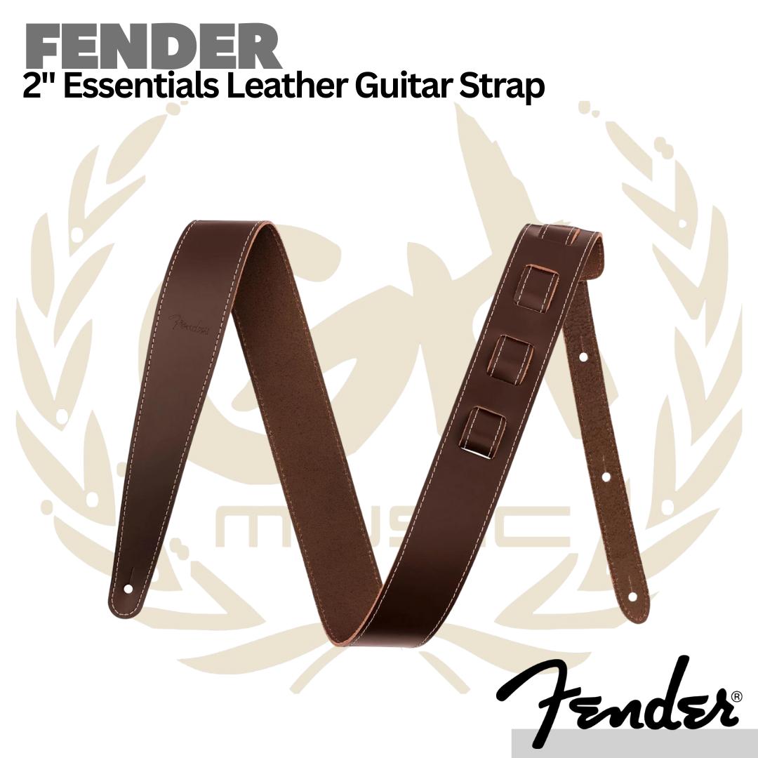 Fender 2inch Essentials Leather Guitar Strap - Strep Kulit Gitar Bass
