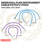 Ernie Ball Flex Instrument Patch Cable, 3, 6 & 12 Inch, 3-Pack - Kabel Patch TS isi 3