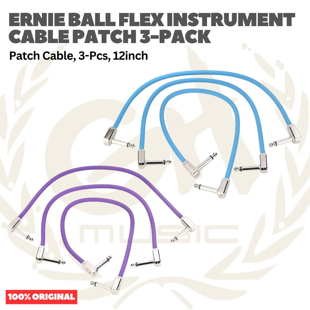 Ernie Ball Flex Instrument Patch Cable, 3, 6 & 12 Inch, 3-Pack - Kabel Patch TS isi 3