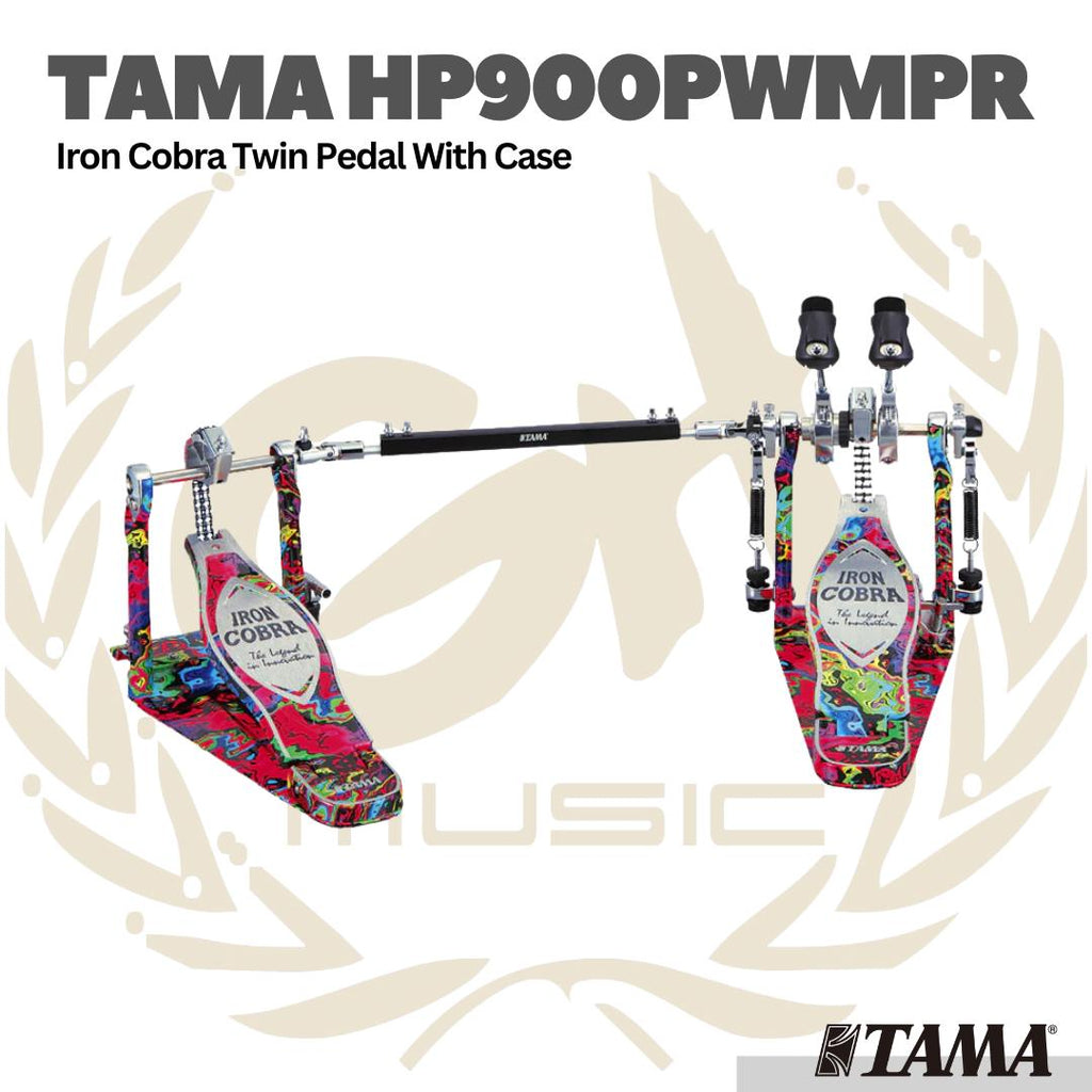 TAMA HP900PWMPR Limited Iron Cobra 900 Marble Psycedelic Rainbow Power Glide Twin Pedal w/Case - Double Pedam Drum HP900
