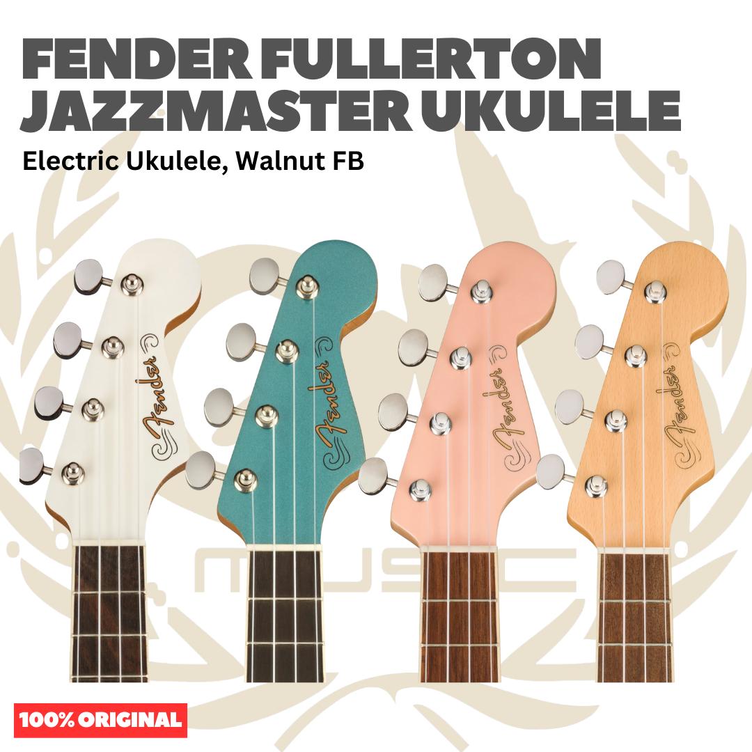 Fender Fullerton Jazzmaster Ukulele - Ukulele Elektrik Body Jazzmaster Mini 4-Senar With Preamp Original Asli
