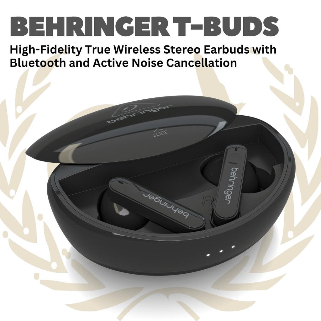 Behringer T-BUDS High-Fidelity True Wireless Stereo Earbuds with Bluetooth and Active Noise Cancellation - T BUDS Wireless Ear Buds Earphone Bluetooth TBUDS