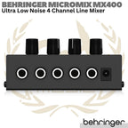 BEHRINGER MICROMIX MX400 4 Channel Line Mixer | Mini Compact Portable