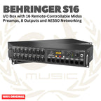 Behringer S16 Digital I/O Stage Box 16-Input 8-Output w/ Remote-Controllable Midas Preamps - Digiral Snake Box S-16