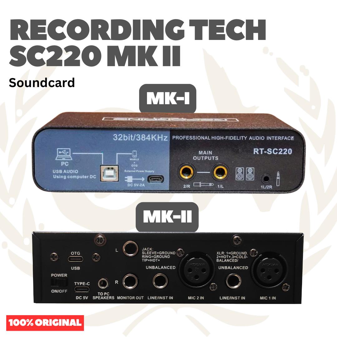 Recording Tech SC220 MK-I & MK-II Professional Audio Interface Soundcard for Recording or Live Streaming - Sound Card SC-220