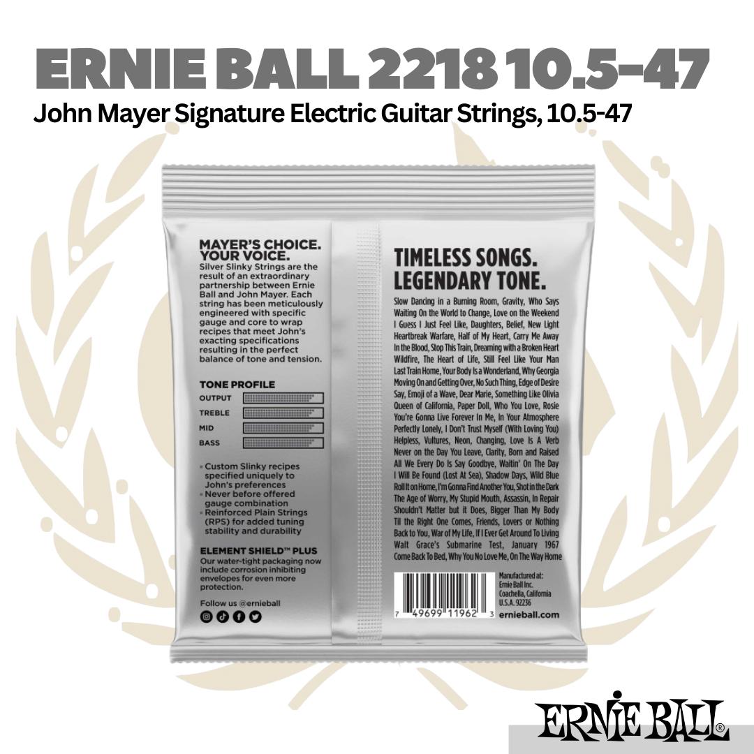 Ernie Ball 2218 John Mayer Silver Slinky Nickel Wound Electric Guitar Strings, 10.5-47 - Senar Gitar