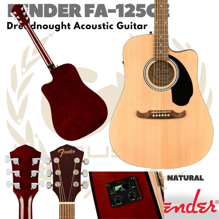 Fender FA-125CE Dreadnought Acoustic Electric Guitar - Gitar Fender