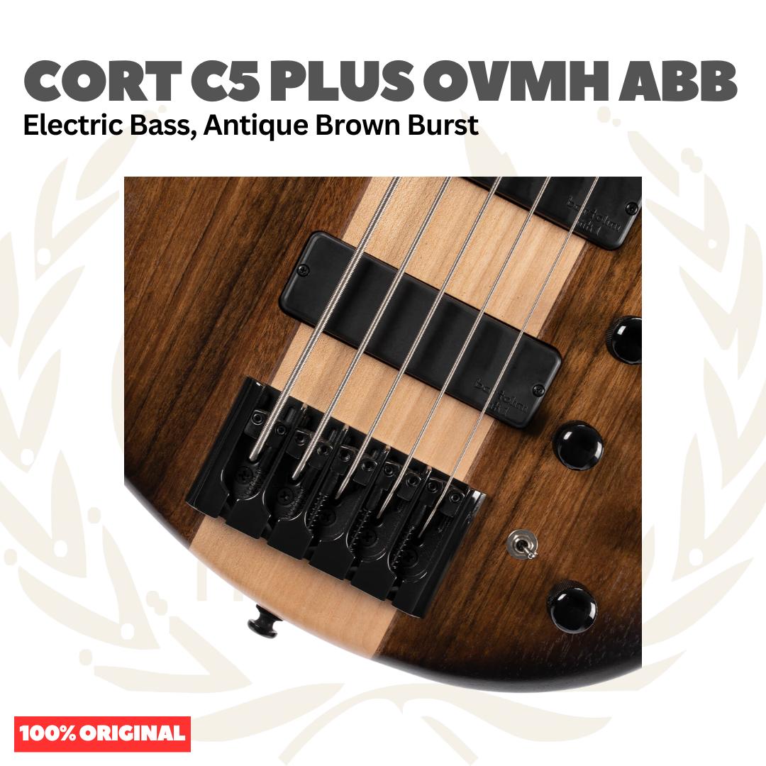 Cort C5 Plus OVMH ABB Electric Bass 5-String, Antique Brown Burst - Bass Listrik Elektrik 5-Senar
