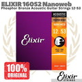ELIXIR 16052 Nanoweb Phosphor Bronze Acoustic Guitar Strings 12-53