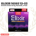 Elixir 16565 Nanoweb 80/20 Bronze Light Acoustic Guitar Strings, 12-53, 3-Pack - Senar Gitar Akustik 3-set
