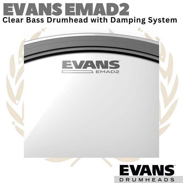 EVANS EMAD2 Clear Bass Drumhead Batter Damping | 18 20 22 24 Inch