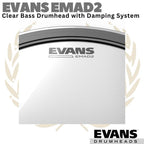 EVANS EMAD2 Clear Bass Drumhead Batter Damping | 18 20 22 24 Inch