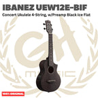Ibanez UEW12E-BIF Concert Ukulele 4-String w/Preamp Black Ice Flat - Ukulele Concert 4-senar Original Asli