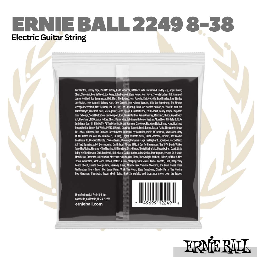 Ernie Ball 2249 Extra Slinky Stainless Steel Wound Electric Guitar Strings, 8-38