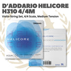 D'Addario Helicore H310 4/4 Violin String Set, 4/4 Scale, Light & Medium Tension - Senar Violin Set Original