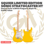 SQUIER Limited Edition Sonic Stratocaster HT Electric Guitar, Maple FB, Graffiti Yellow - Gitar Listrik Elektrik Original Asli