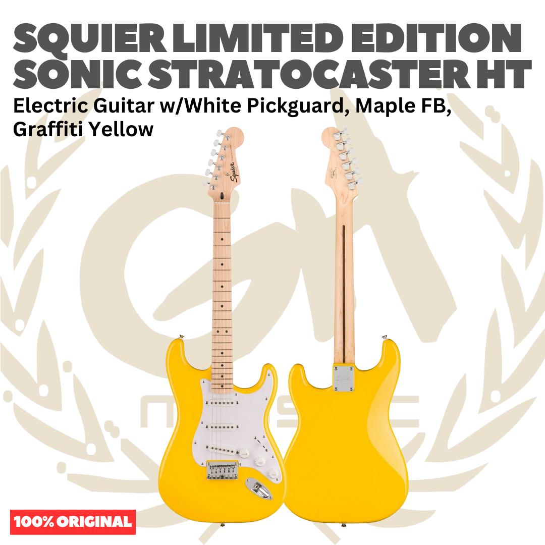 SQUIER Limited Edition Sonic Stratocaster HT Electric Guitar, Maple FB, Graffiti Yellow - Gitar Listrik Elektrik Original Asli