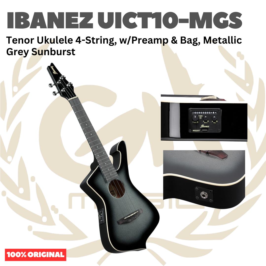 Ibanez UICT10 Tenor Ukulele 4-String w/Preamp & Bag - Ukulele Tenor 4-senar Original Asli