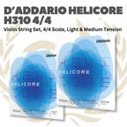 D'Addario Helicore H310 4/4 Violin String Set, 4/4 Scale, Light & Medium Tension - Senar Violin Set Original