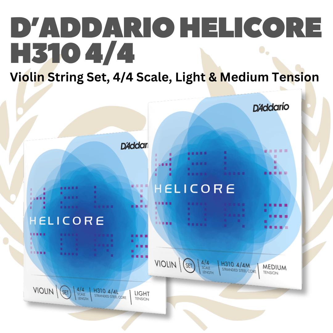 D'Addario Helicore H310 4/4 Violin String Set, 4/4 Scale, Light & Medium Tension - Senar Violin Set Original