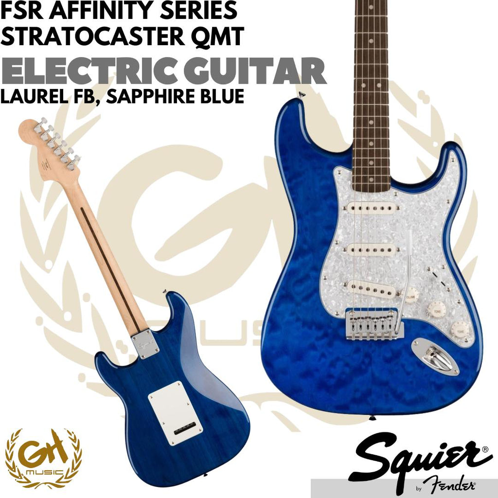 Squier FSR Affinity Series Stratocaster QMT Electric Guitar, Laurel FB - Gitar Listrik Elektrik