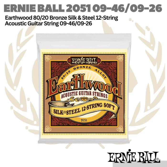 Ernie Ball 2051 12-String 80/20 Acoustic Guitar Strings, 9-46 9-26