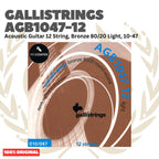 GALLISTRINGS AGB1047-12 Acoustic Guitar 12-Strings Bronze 80/20, 10-47 - Senar Gitar Akustik 12-Senar Galli Strings Original Asli