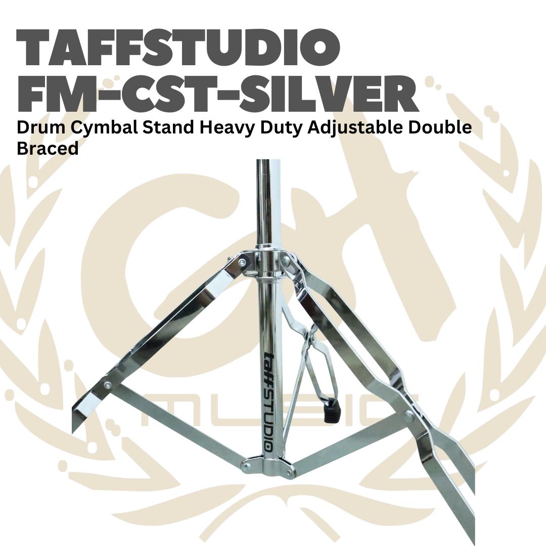 FM-CST Drum Cymbal Stand Heavy Duty Adjustable Double Braced - FM CST Stand Simbal Drum TAFF STUDIO FMCST SILVER